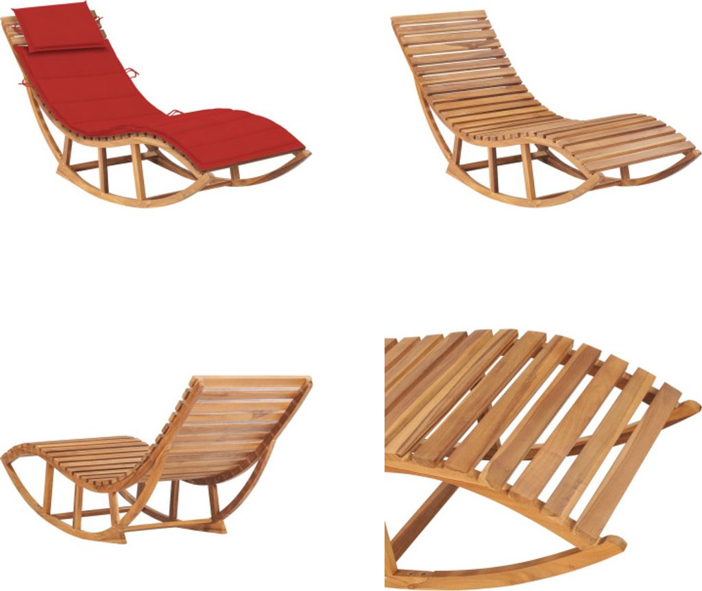 vidaXL Schaukelliege mit Auflage Massivholz Teak - Gartenliege - Gartenliegen - Schaukelliege - Schaukelliegen