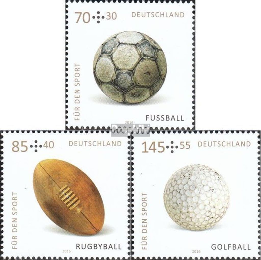 Briefmarken BRD (BR.Deutschland) 2016 Mi 3235-3237 (kompl.Ausg.) postfrisch Sporthilfe Spielbälle