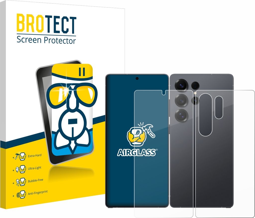 BROTECT Schutzglas für Samsung Galaxy S25 Ultra (Display+Rückseite) Schutzfolie Panzer Folie Glas Display Schutz klar
