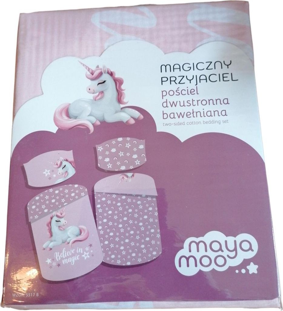 Kinder-Bettwäsche „Einhorn – Believe in Magic“ 100x135 + 40x60 | 100 % Baumwolle | Reißverschluss | Wendbar