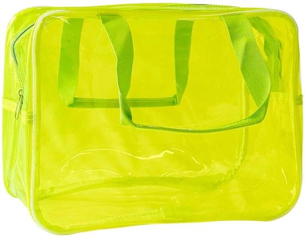 Petit sac bandoulière et trousse maquillage en vinyle jaune flashy