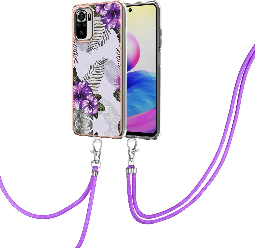 Cover Moda Viola per Redmi Note 10s con Tracolla: Accessorio Chic TPU
