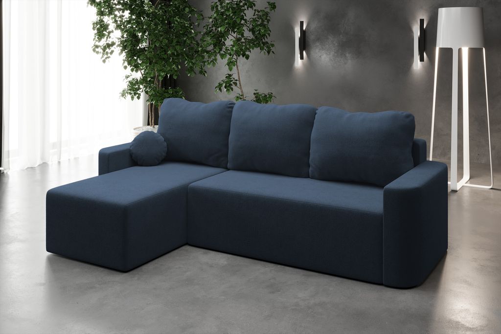 AX LIVING Modern 3 Sitz Sofa mit Schlaffunktion Whimple 240 cm in Dunkelblau
