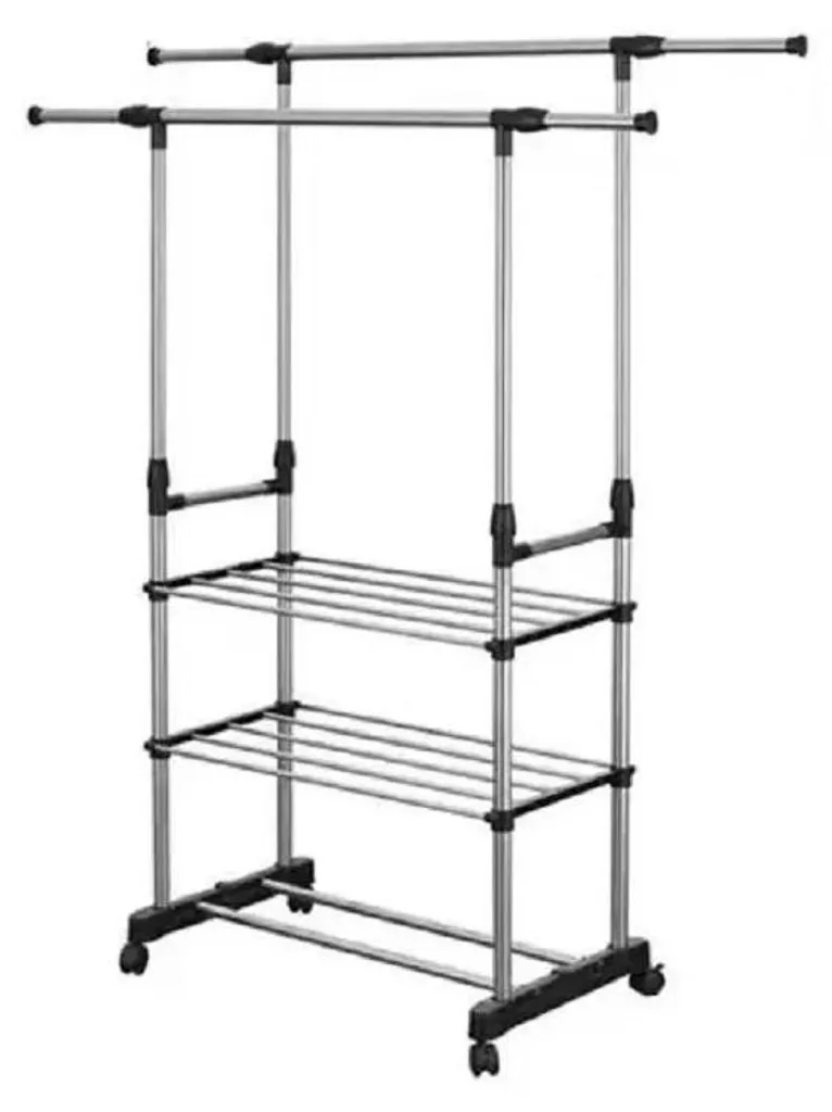 Penderie Mobile Extensible sur Roulettes avec Rangement Chaussures