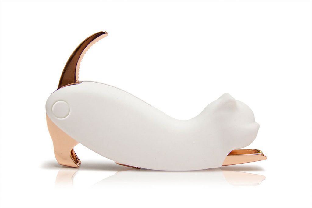 Flaschenöffner Meow weiß soft-touch Korkenzieher Katze Hebel Öffner Folienschneider