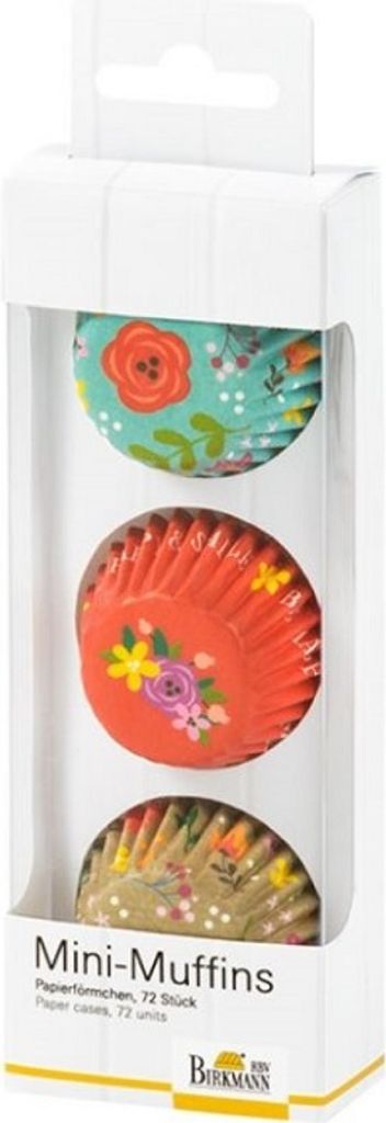Birkmann Mini Muffin Papierförmchen Be Happy and Smile Blumen 4,5 cm 442757