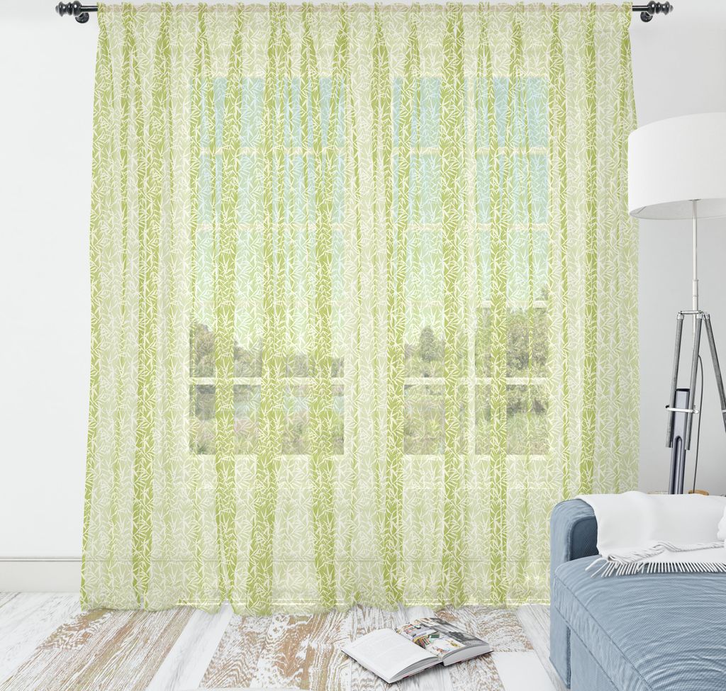 ABAKUHAUS Bambus-Druck Wandteppich, Zen inspiriert japanische Botanische Artsy Frische Blätter Silhouette, Wohnzimmer Schlafzimmer seidiges Satin ...