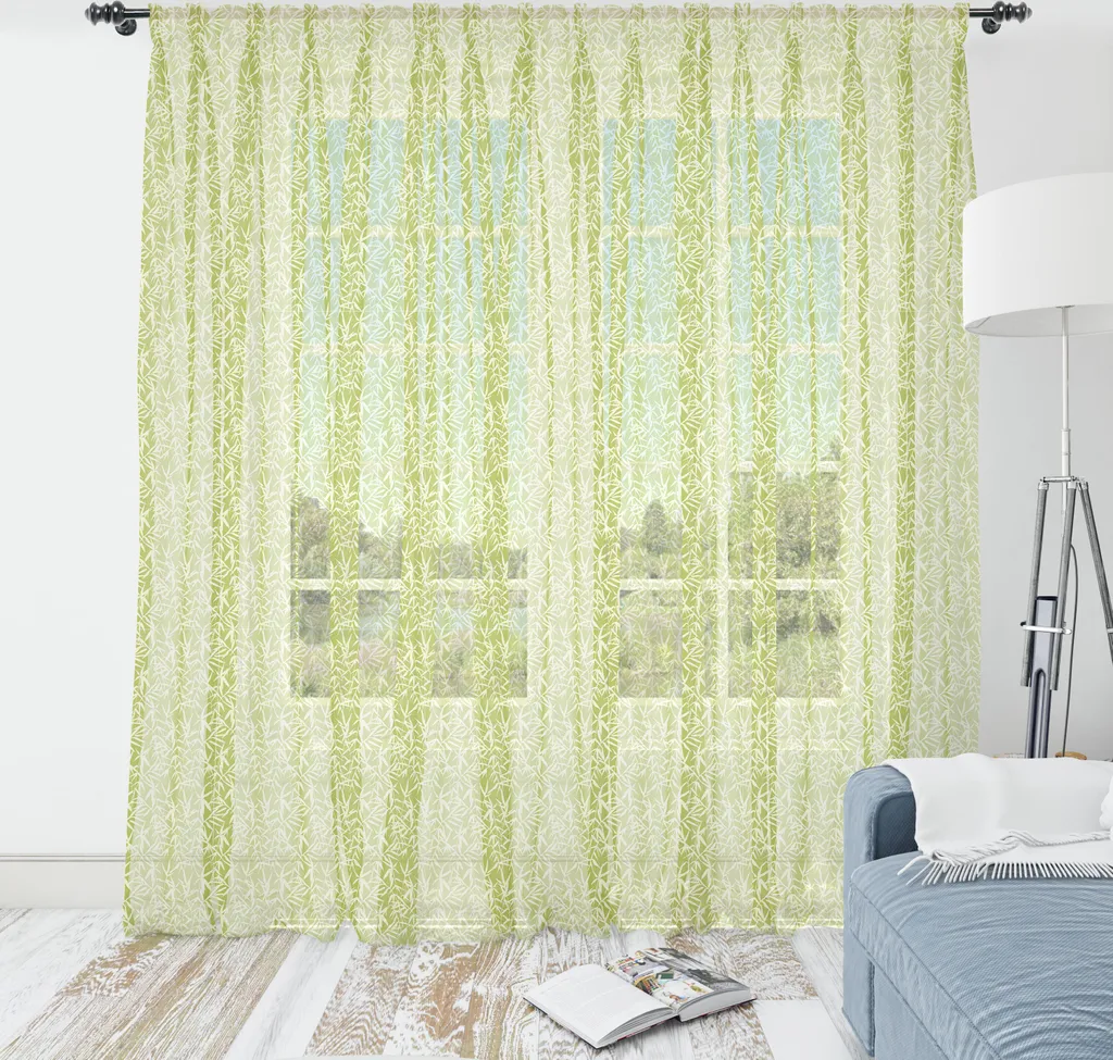 Tapisserie Bambou ABAKUHAUS Satinée 220x274 cm Vert Pomme et Jaune
