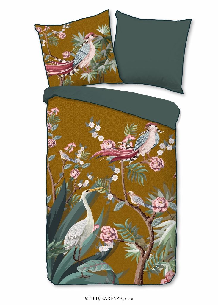 Descanso Bettwäsche mit einer biese und Blumen - 155x220 cm - 100% Bio Baumwolle