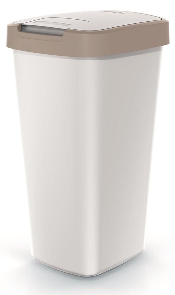 Compacta Q Mülleimer 25L, Aschgrau mit Braun Abfalleimer, Produktbild 