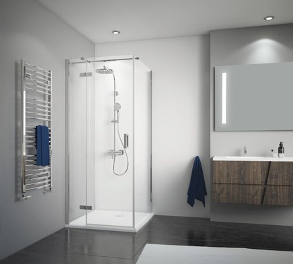 Drehtür für Seitenwand Breuer Panorama 120 cm Anschag links Dekor Grau Profilfarbe chrom