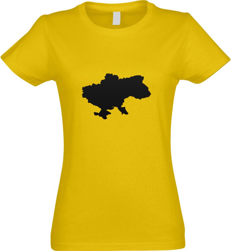Kiwistar - T-Shirt tailliert - Damen - gelb - Ukraine Umriss Kontur - mit Motiv Bedruckt - Funshirt Design - Sport - Freizeit - Damen - XL