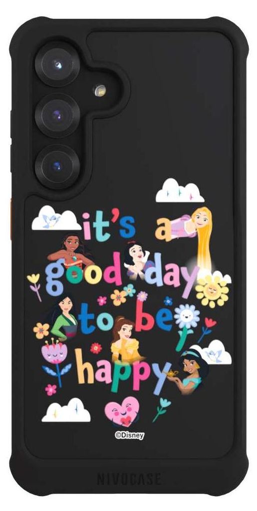 NIVOCASE Hülle für Samsung Galaxy S25 Stoßfeste Handyhülle NIVOmax Case Schwarz Disney Princess Offizielles Lizenzprodukt Prinzessin