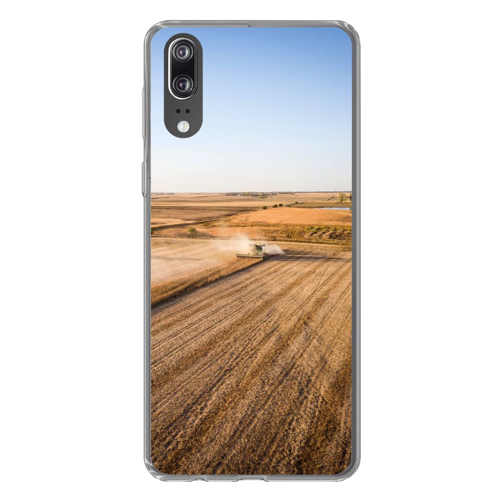 MuchoWow Handyhülle Schutzhülle Hülle für Huawei P20 Feld - Bauernhof - Traktor - Landwirt - Landleben Silikon Softcase Handy Hülle - Hardcover