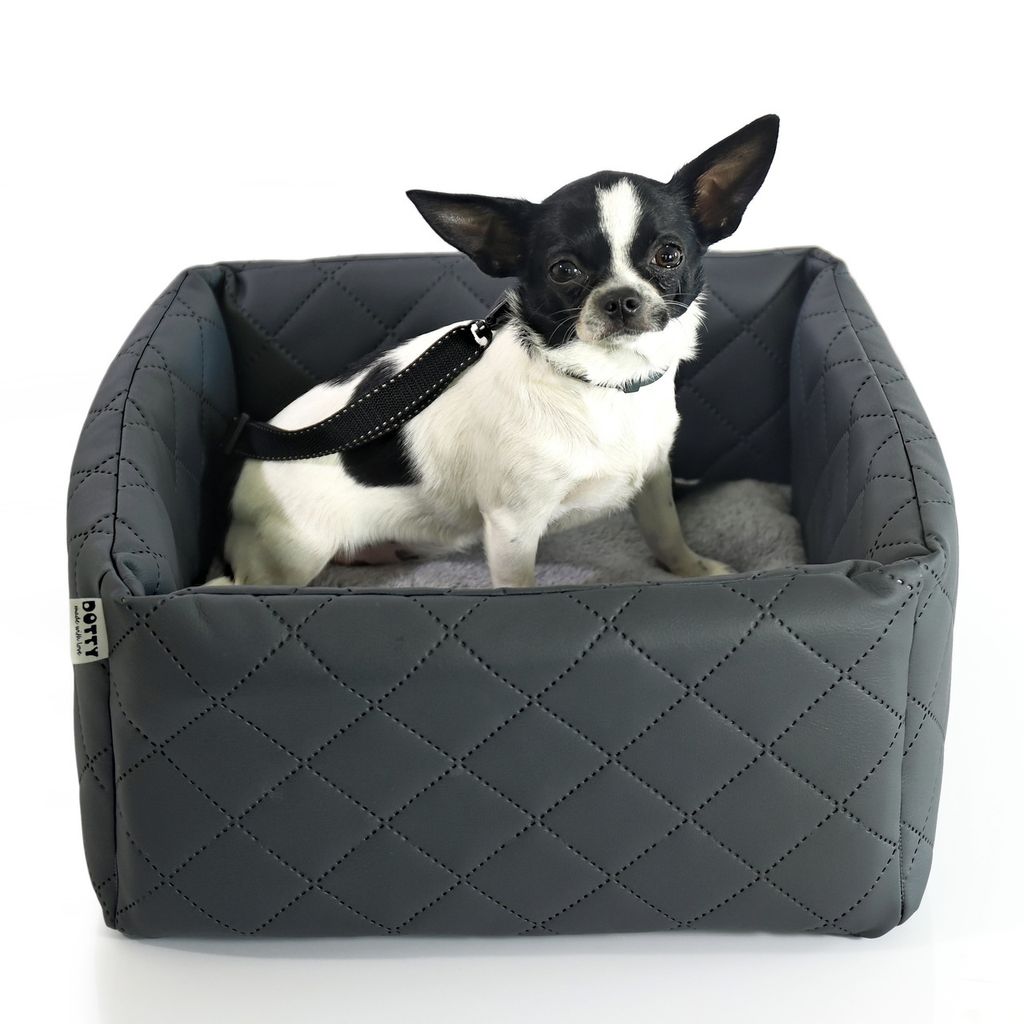 Autositz für Hunde DOTTY – sicherer Hundesitz, Haustier-Transporter, Reisesitz, tragbares Hundebett aus Kunstleder mit Sicherheitsgurten, wasser...