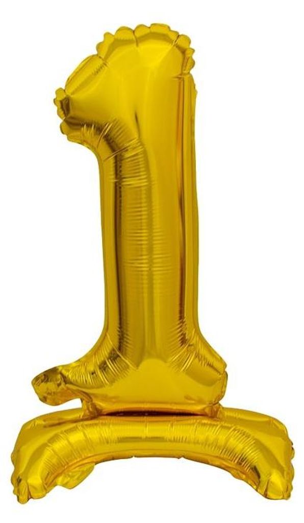 Gouden folievuilballon in de vorm van het cijfer 1, 38 cm Productafbeelding 