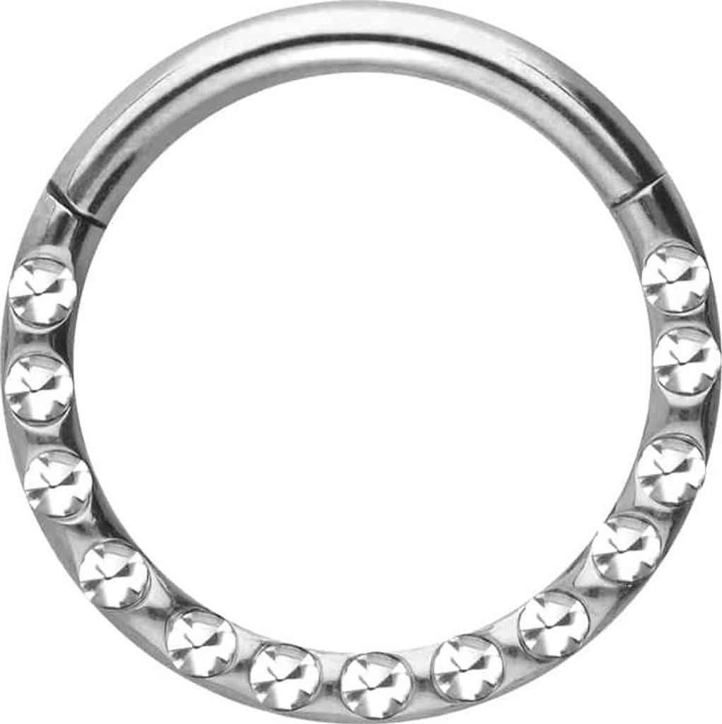 Ohrpiercing, Nasenpiercing, Septum Piercing Chirurgenstahl Segmentring Clicker KRISTALLE + EPOXY Silber Innendurchmesser: 9 mm