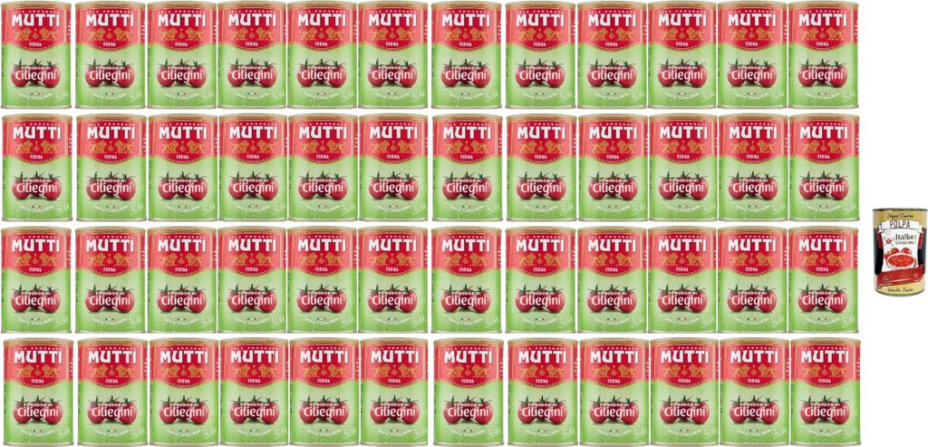 Mutti Pomodorini ciliegini Kirschtomaten Tomaten sauce 100% Italienisch, cherry tomatoes, 100% italienische Tomaten, 48x 400g + Italian Gourmet pol...