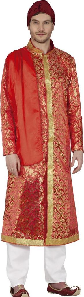Fiestas Guirca - Indien-Kostüm für Herren Set FG808 (L) (Rot/Gold)