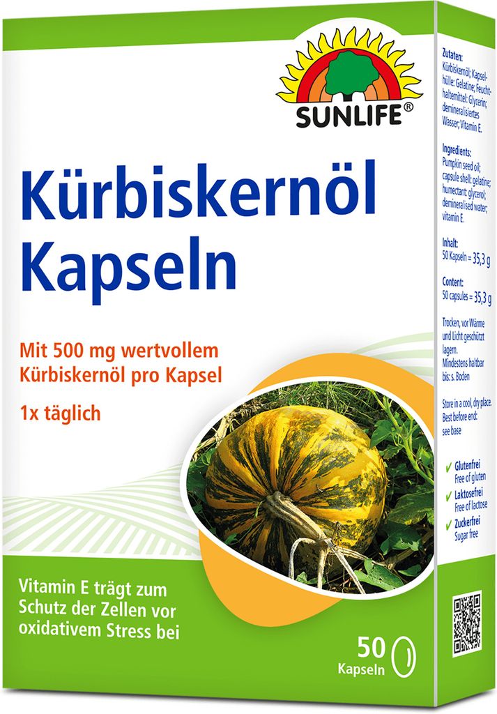 Sunlife Kürbiskernölkapseln mit Vitamin E 50 50 Stkück