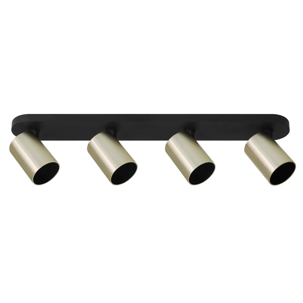 Luminaire de Plafond Design 4 Spots Orientables Noir et Doré MALGA