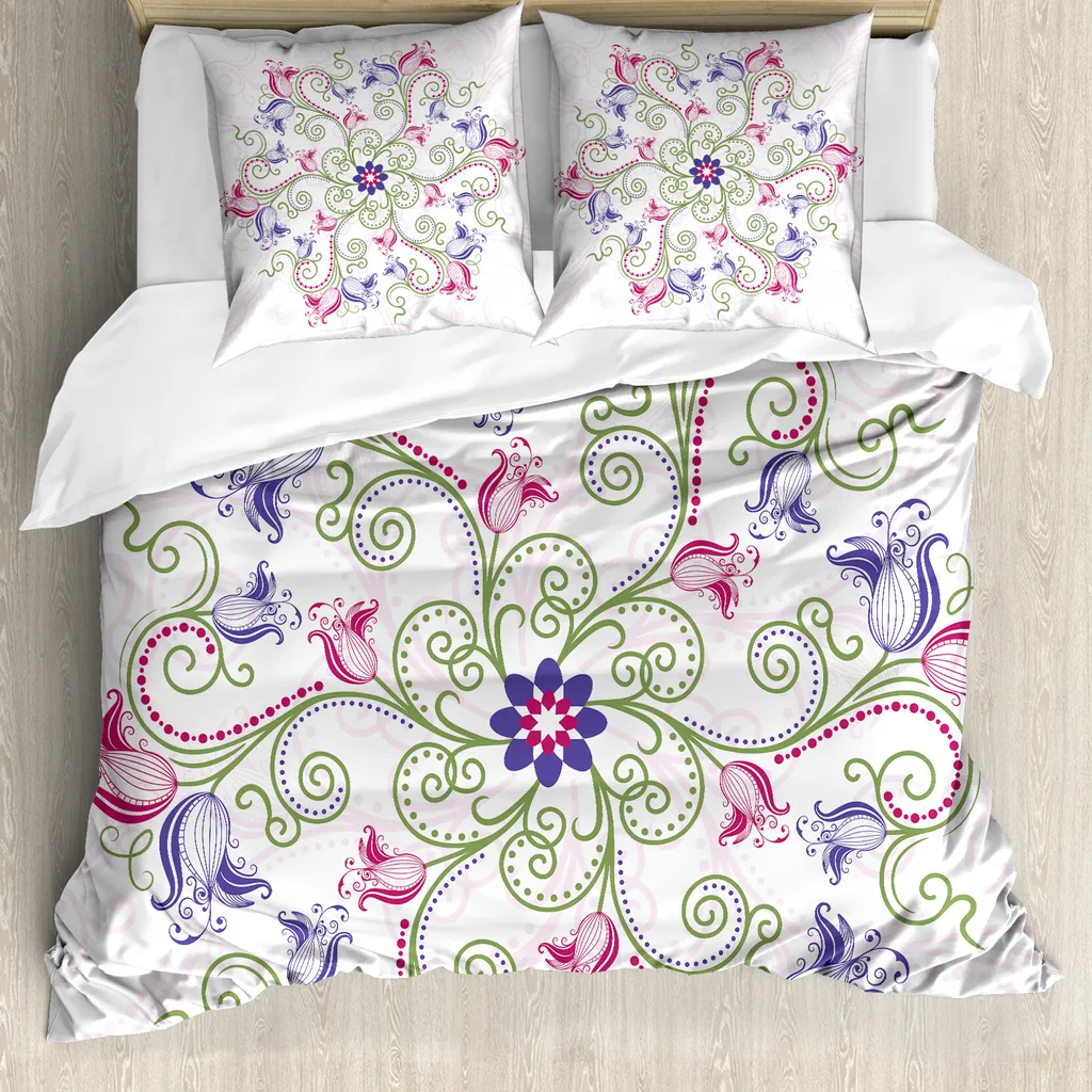 Copripiumino Anallergico ABAKUHAUS Matrimoniale Mandala Antiacaro Rosa