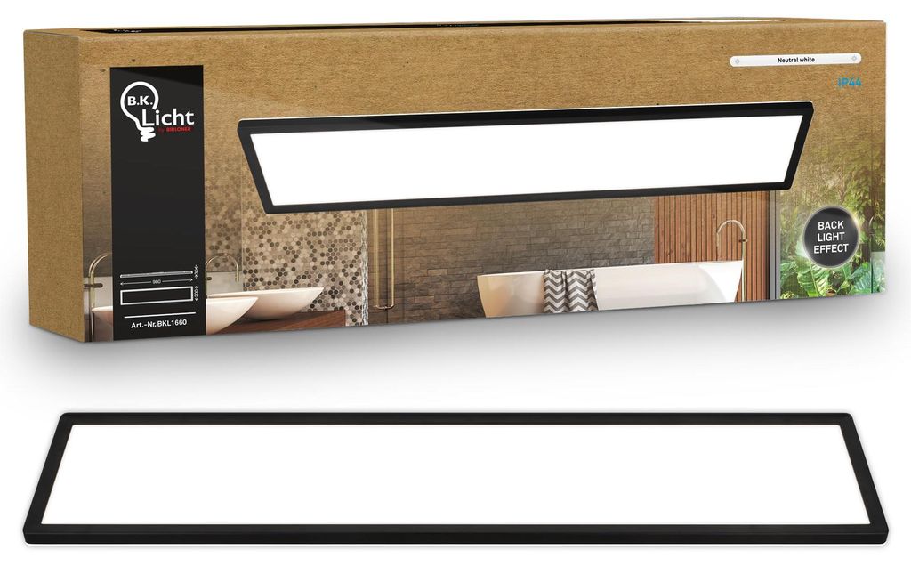 Plafonnier LED salle de bain projections d'eau plat, noir Image du produit 