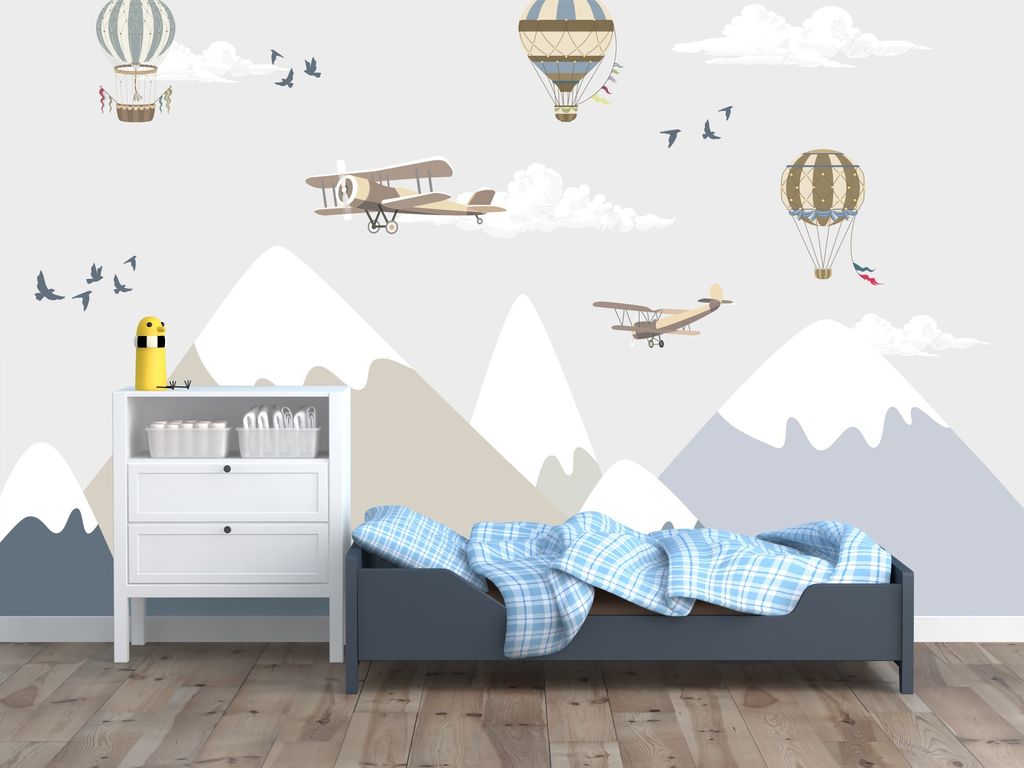 Deco-Wall | Viles Fototapete- Kinderzimmer | Luftfahrzeuge | 200x135 cm | Wandtapete | Wandsticker für Kinder