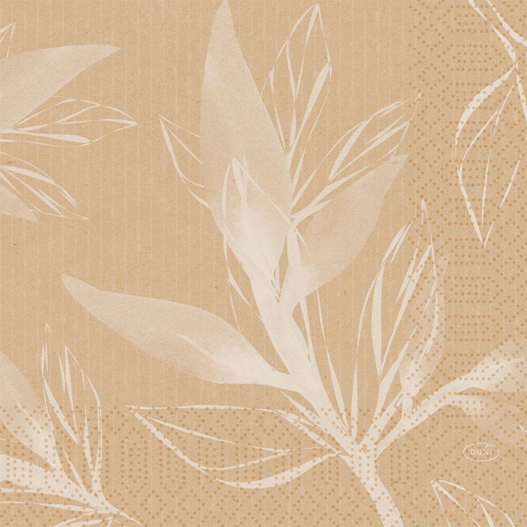 500x DUNI Tissue-Serviette 33 x 33 cm Leaves Natural 3-lagig