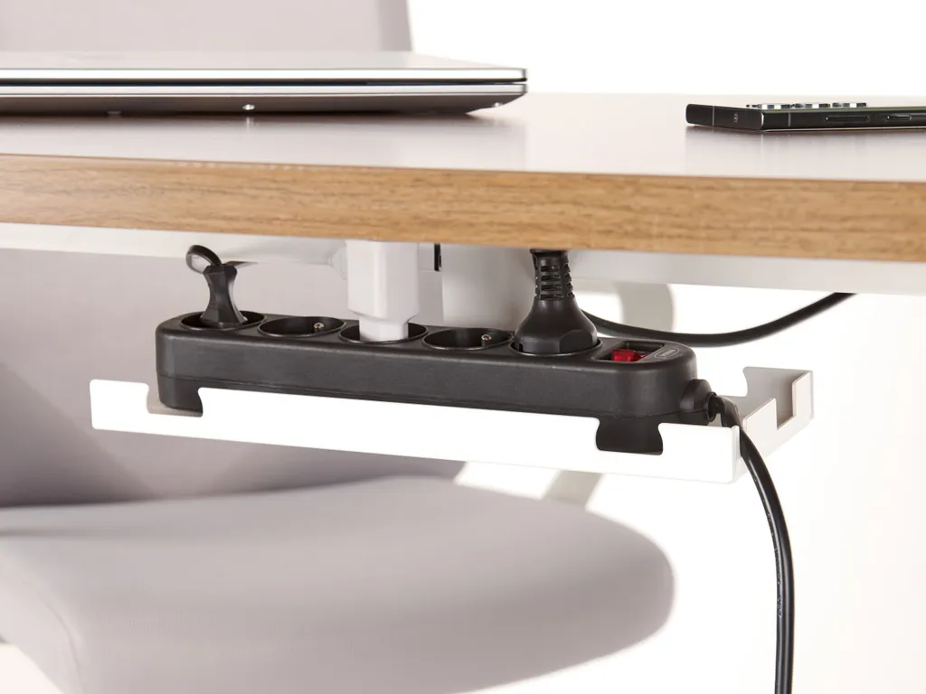 Gestion des Câbles pour Setup Gaming et Télétravail Support Blanc Métal - 2