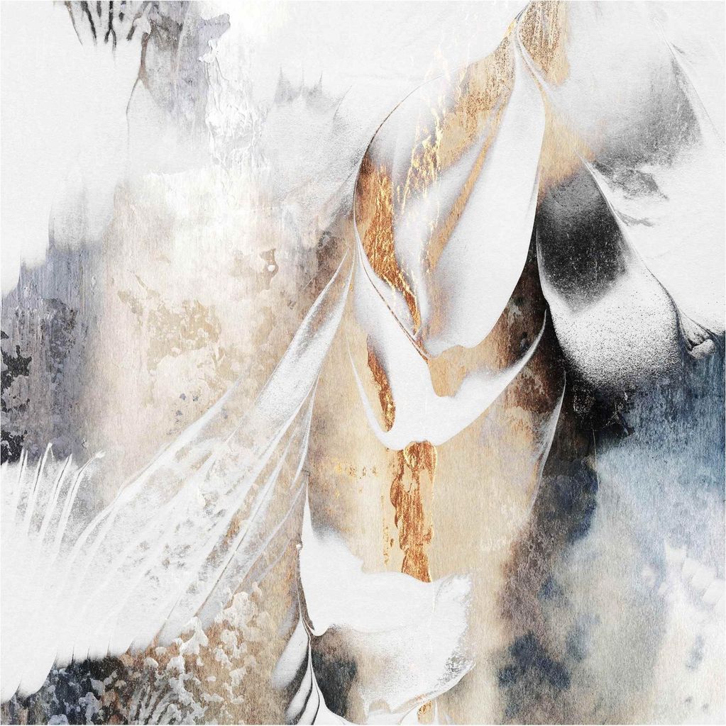 Fototapete Muster - Vliestapete - Bildtapete UV-beständig Design gold Aquarell Abstrakt Wandtapete geruchsfrei