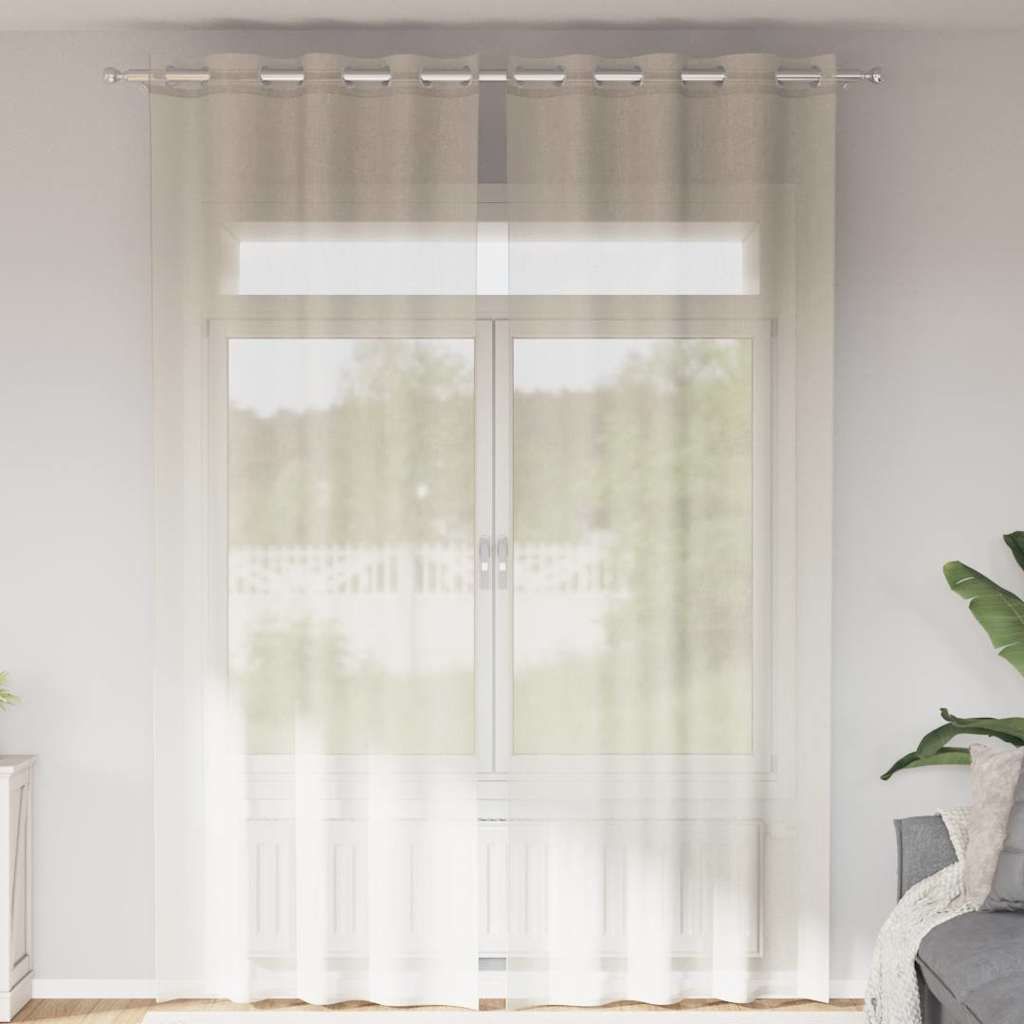 Möbel Voile Vorhänge mit Ösen 2 Stk. Creme 140x260 cm 4102075