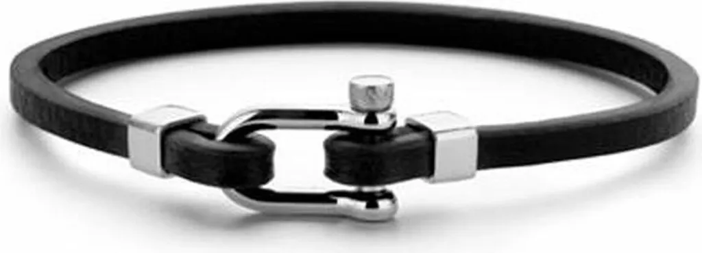 Frank 1967 7FB-0330: Bracciale da Uomo in Pelle e Acciaio Silver