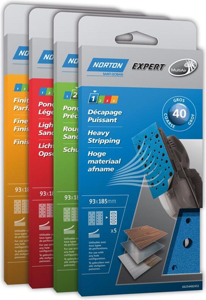 Norton Expert Schleifpapier 93x185mm K80 5er VE Gelocht / Multi-Air