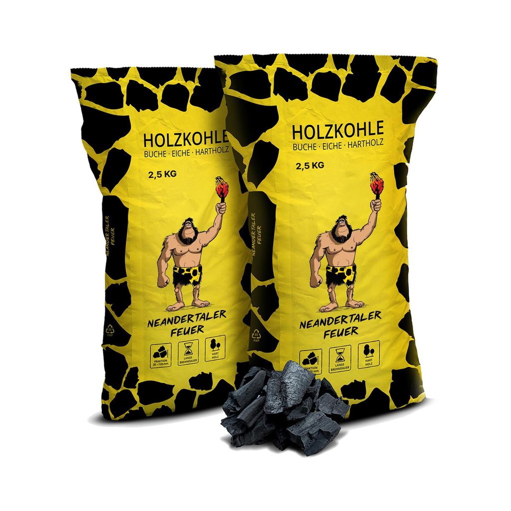 Neandertaler Feuer Holzkohle Grillkohle 5 kg Charcoal BBQ Produktbild 