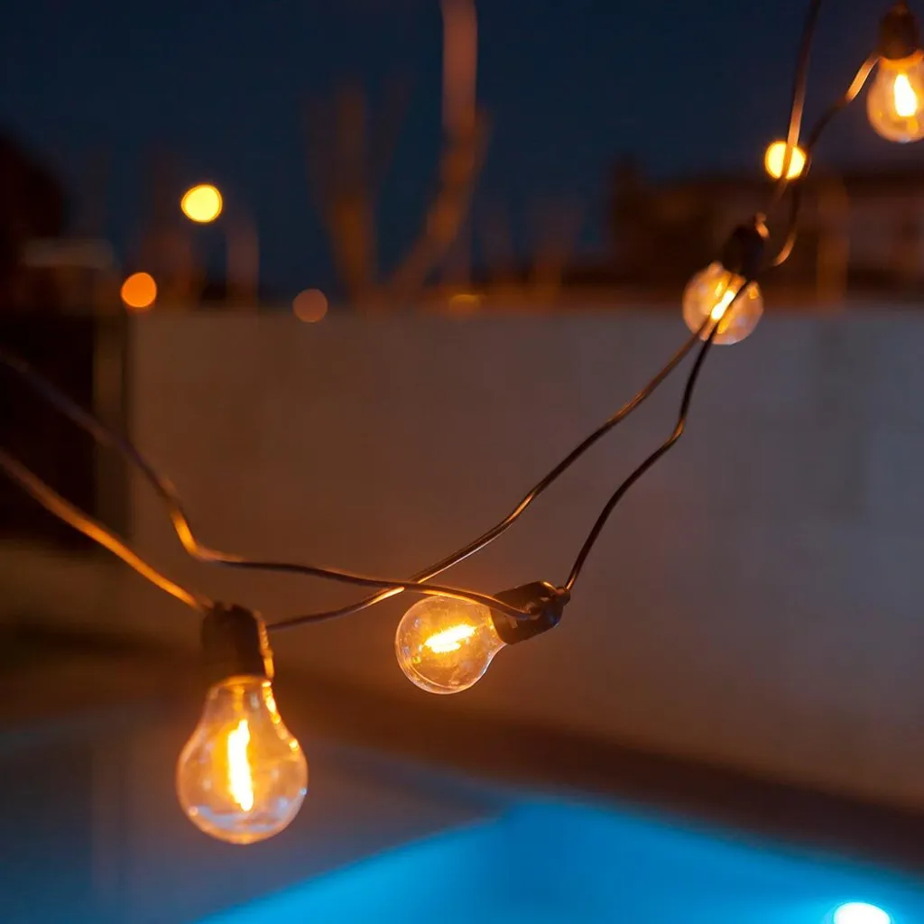 Allegra ghirlanda solare+batteria nero 8m 10 lampadine led nuovo giardino