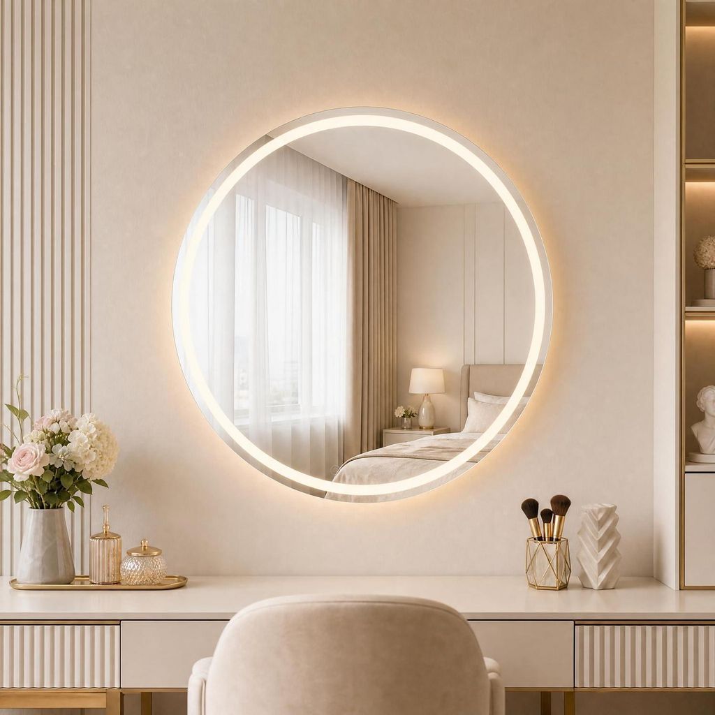 Lustro do łazienki LED, okrągłe, o średnicy 70 cm, z Zdjęcie produktu 