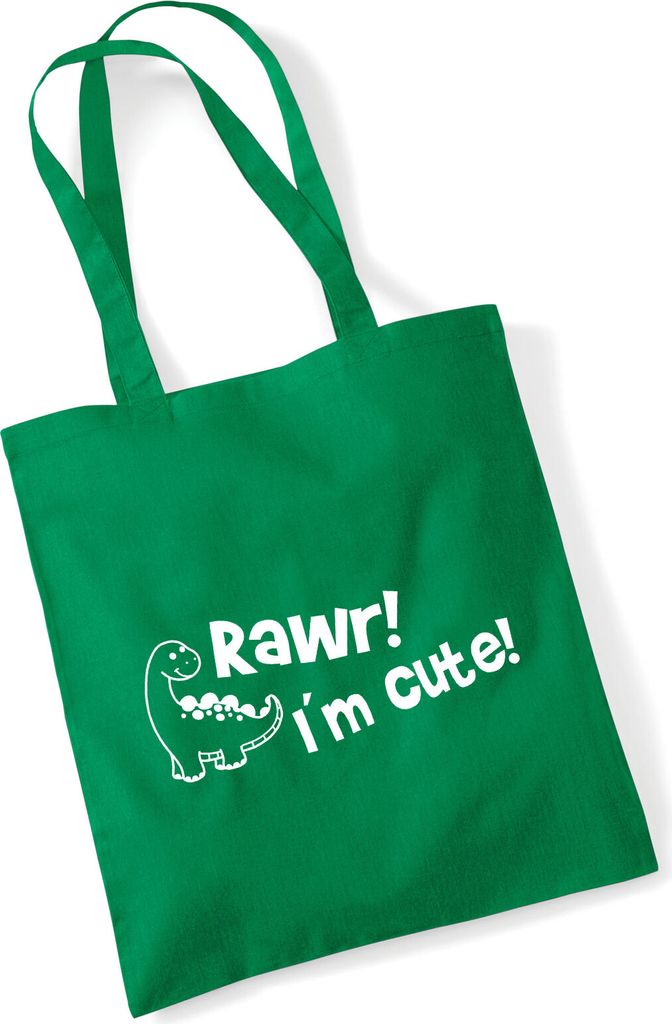 Huuraa Jutebeutel Brachiosaurus I`m cute 10 Liter Kelly Green Baumwolle Tasche Geschenkidee