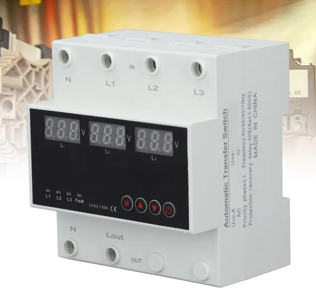 Inverseur de source automatique triphasé sur Rail DIN réglable 220V - 7