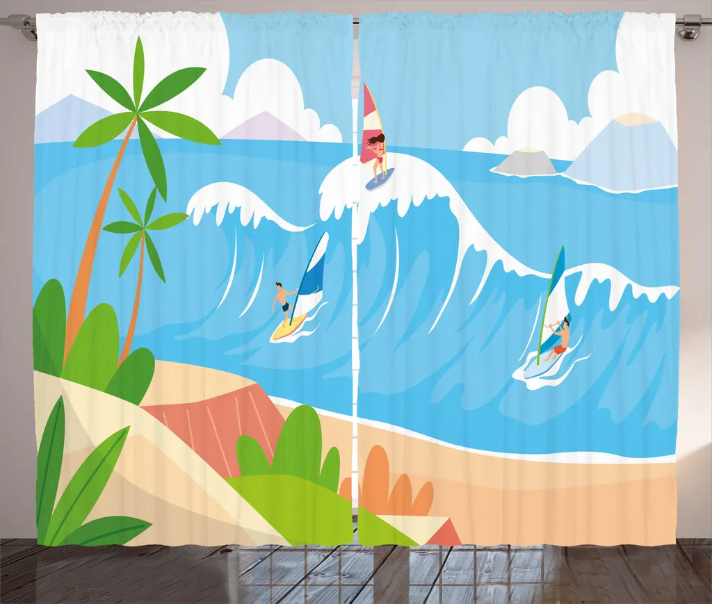Rideau Décoration d'Été pour Chambre et Salon Motif Plage 280x225 cm