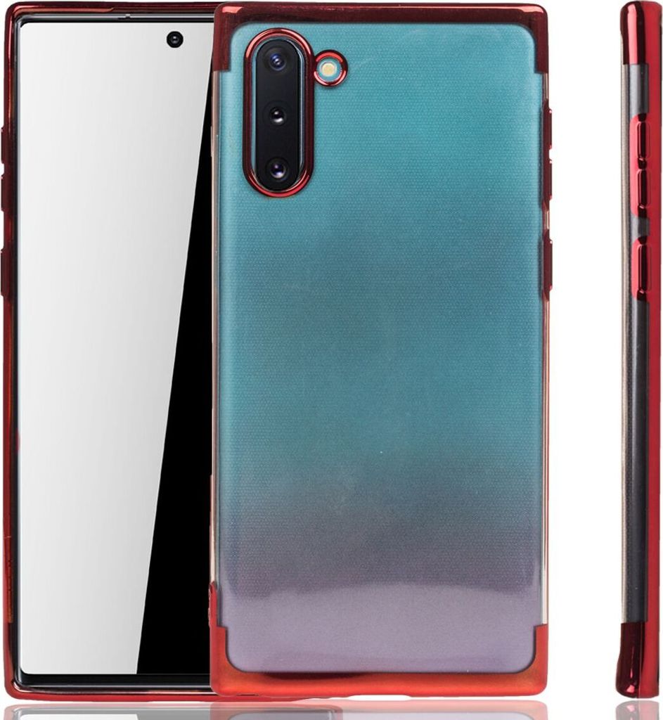 Handyhülle für Samsung Galaxy Note 10 Rot - Clear - TPU Silikon Case Backcover Schutzhülle in Transparent Rot