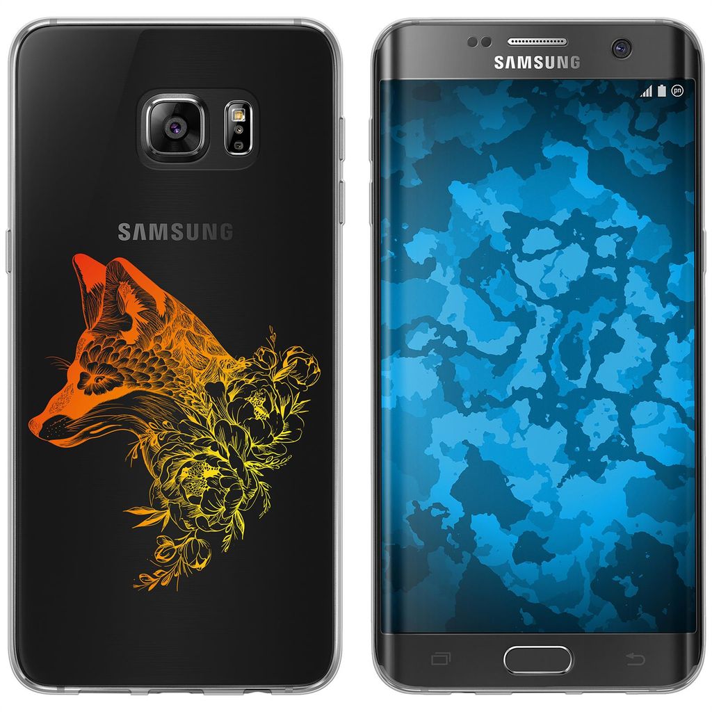 PhoneNatic Case kompatibel mit Samsung Galaxy S7 Edge Silikon-Hülle Floral Fuchs M1-2