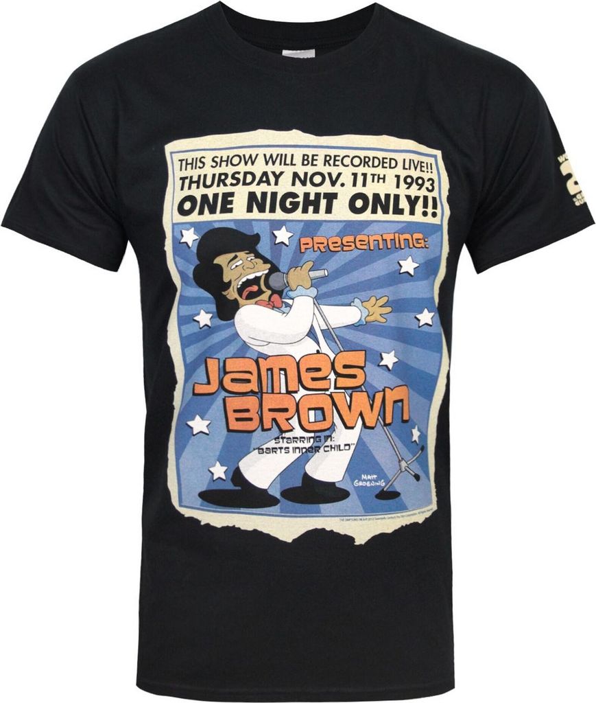 The Simpsons Herren James Brown One Night T-Shirt NS4018 (S) (Schwarz)