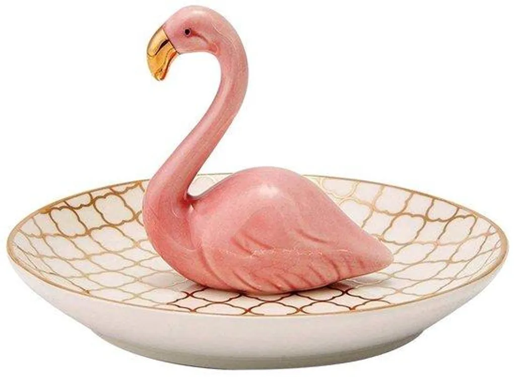 Support de bol décoratif en céramique animalier - Design flamant rose