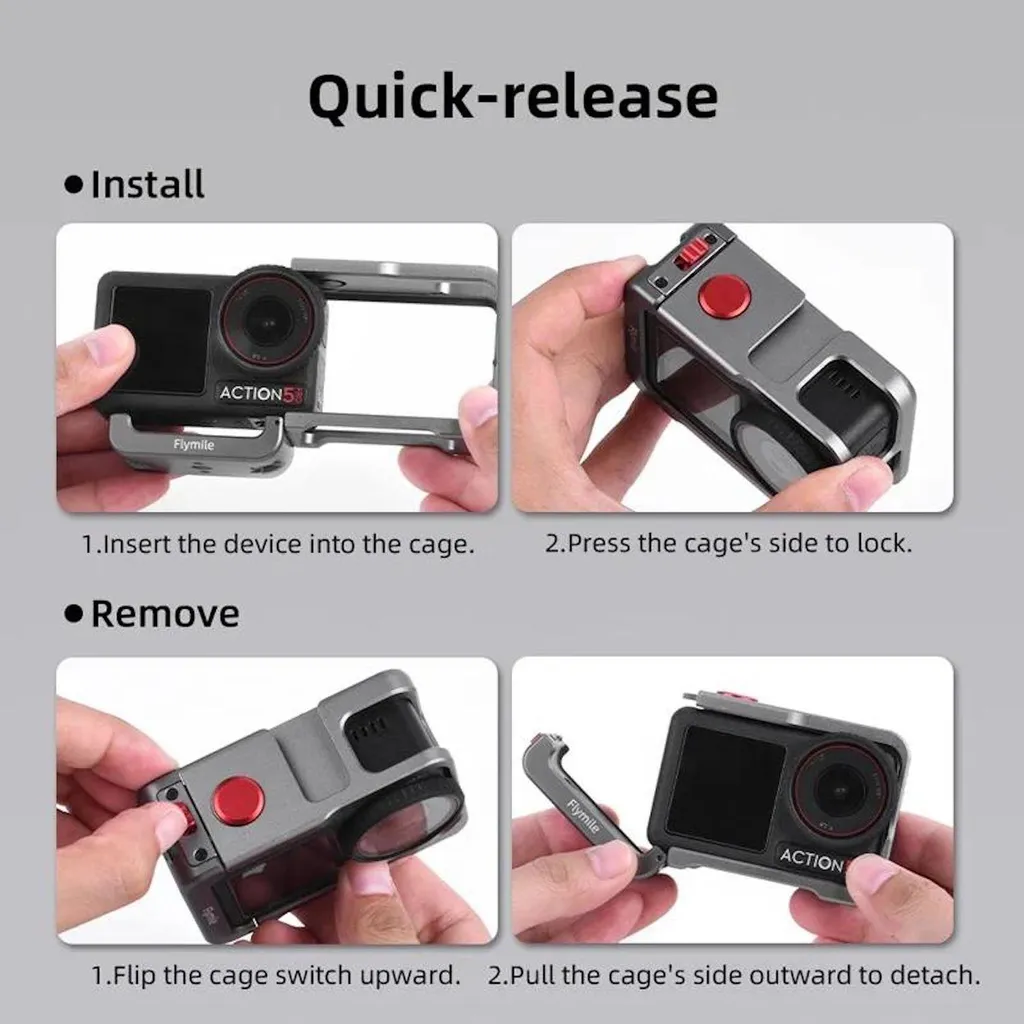 Cage DJI Osmo Action 5 Pro Métal Multi-Support avec Griffe de Fixation - 10
