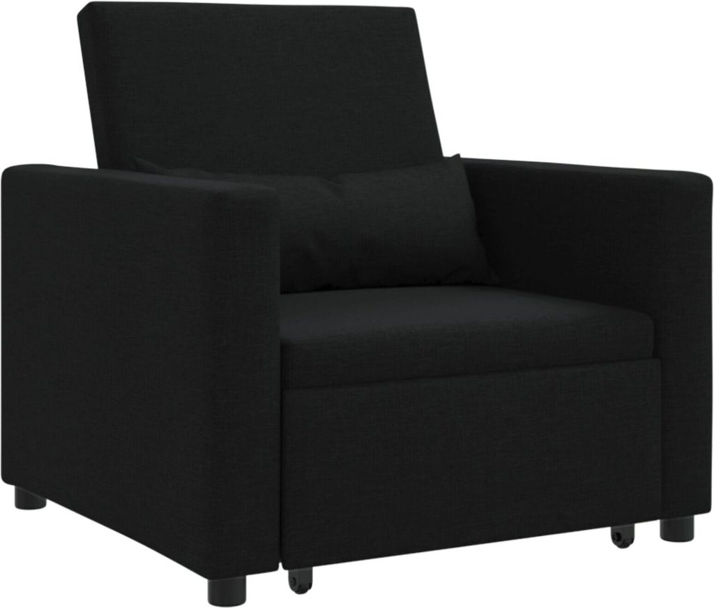 Möbel 3-in-1 Einzelsofa Bett umwandelbar schwarzes Gewebe - Fernseh- & Relaxsessel 42002686