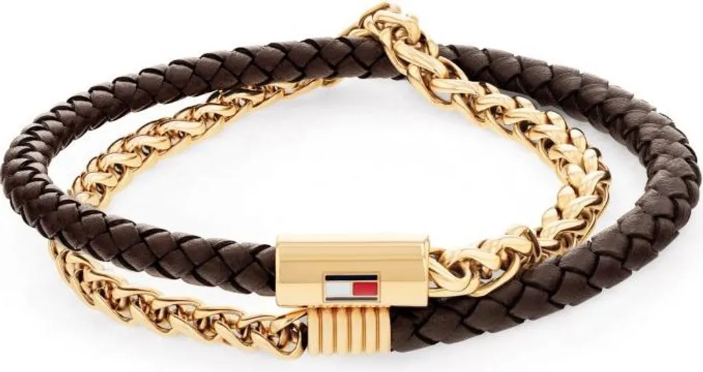 Bracelet homme cuir et acier doré 2790563 : Confort et style durable
