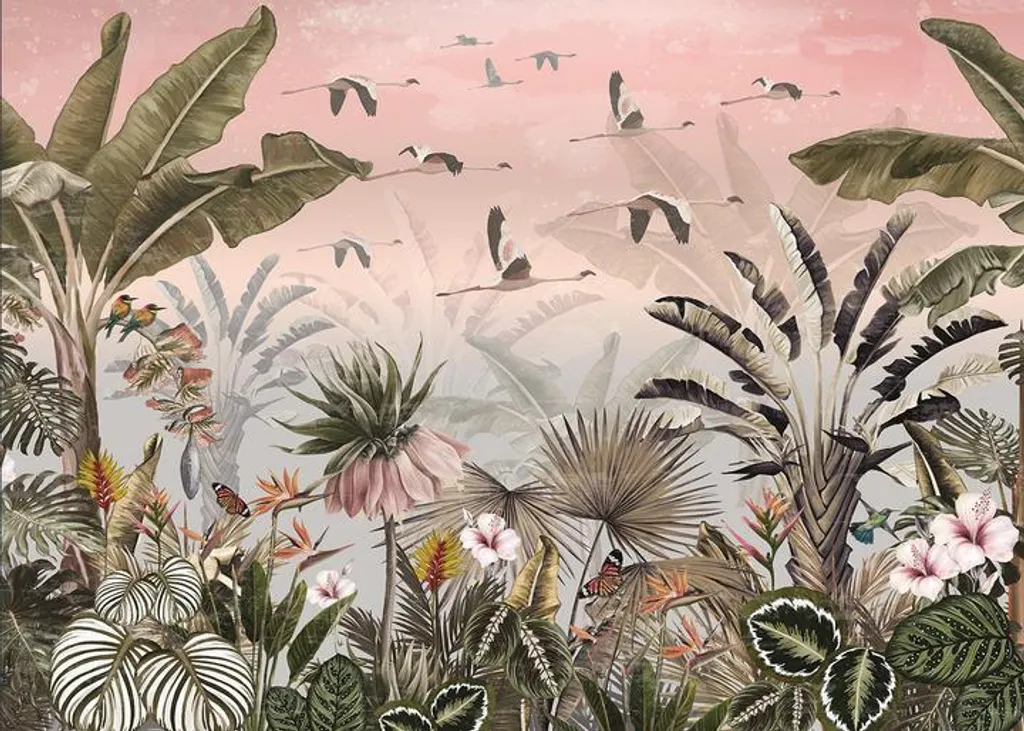 Puzzle relaxation 1000 pièces : Scène de Cigogne et Fleurs apaisante