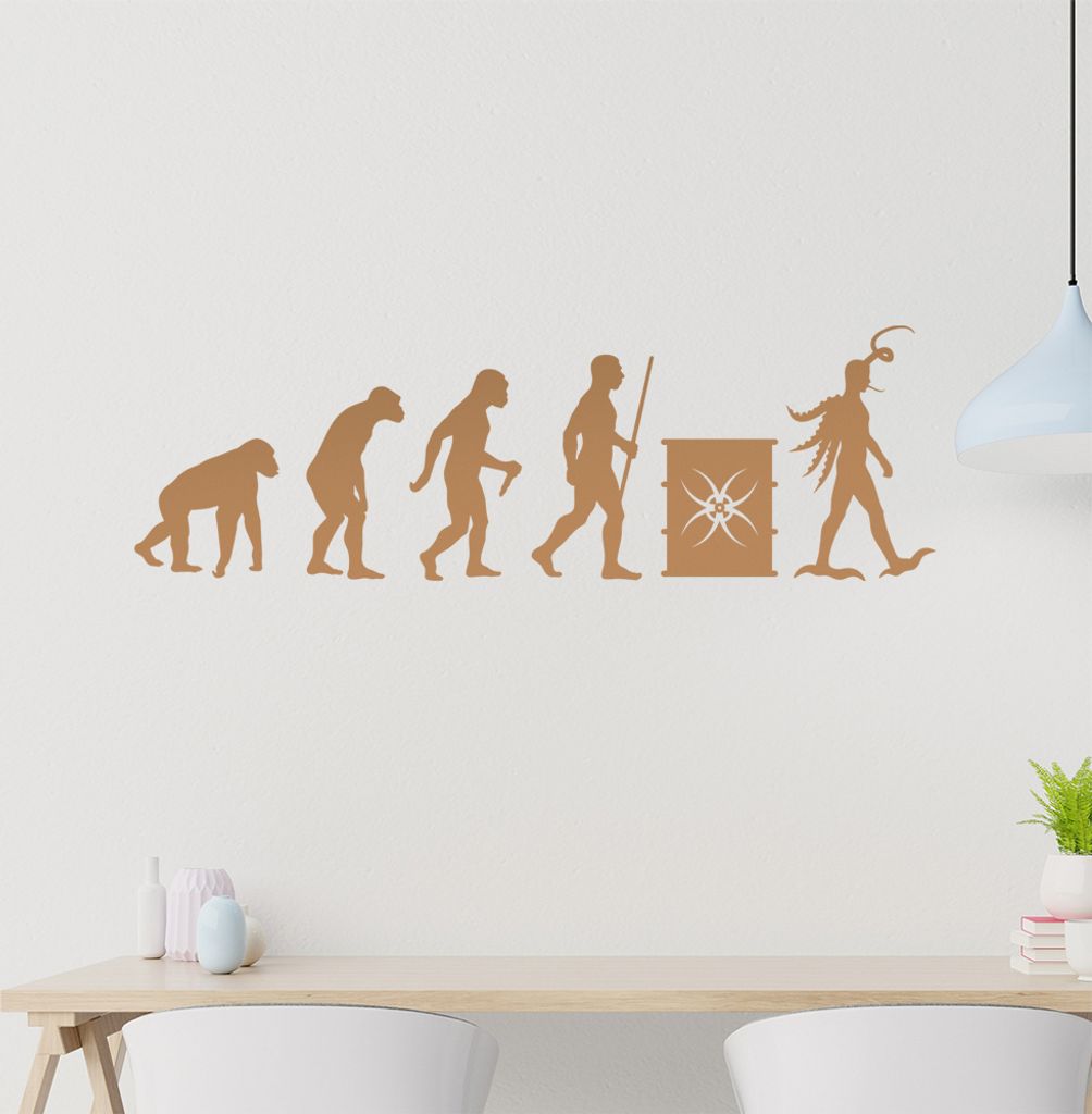 Mutation Evolution Wandtattoo Wandaufkleber Wall Sticker - Dekoration, Küche, Wohnzimmer, Schlafzimmer, Badezimmer