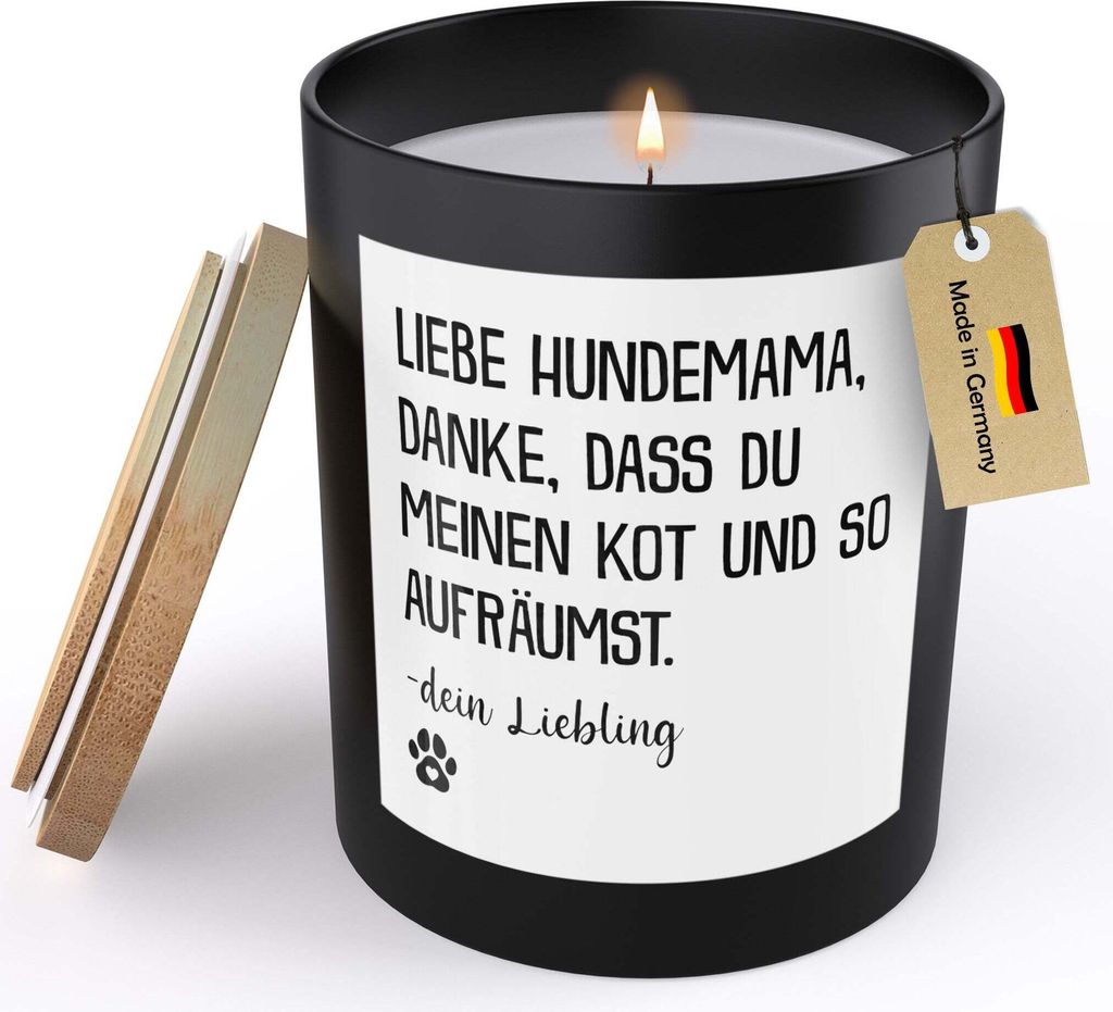 22Feels Hundemama Geschenk Frauen Spruchkerze Frauchen Hund Sojawachs Kerze im Glas Dog Mom Welpe Bürohund Handgemacht Spruch Duft Deko Vegan Nach...